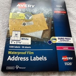 Avery 5520 Waterproof Film Address Labels